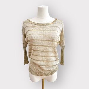 Vintage ICU Metallic Gold Knit Midsleeve Top (Sz S)